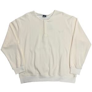 KITH Micro Waffle Colby Henley Pullover Long Sleeve Cream L